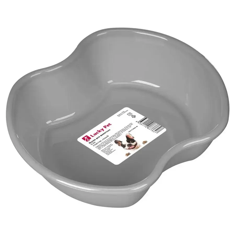 МИСКА ДЛЯ ЖИВОТНЫХ LUCKY PET 0,8Л ПЛАСТИК (Серый)