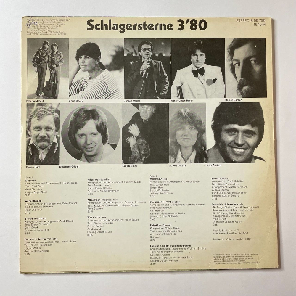 Винтажная виниловая пластинка LP Сборник Schlagersterne 3 80 (ГДР 1980)