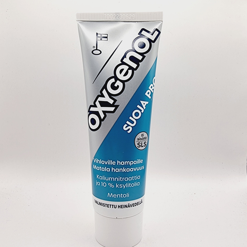 OXYGENOL зубная паста Suoja Pro без SLS, с фтором и вкусом ментола 75 мл (из Финляндии)