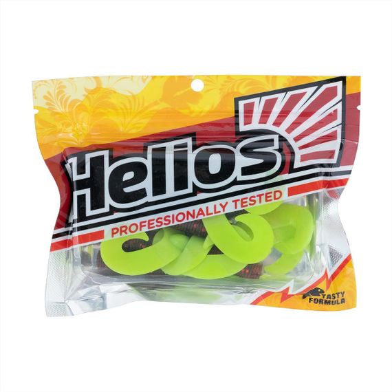 Твистер Helios Credo Double Tail 2,95"/7,5 см Rusty Gold &amp; Lime 7шт. (HS-12-017)