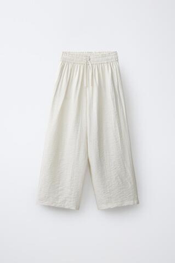 ZARA БРЮКИ WIDE LEG С ЖАТЫМ ЭФФЕКТОМ, СВЕТЛО-БЕЖЕВЫЙ