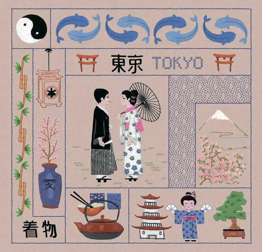 Набор для вышивания нитками Le Bonheur des Dames Welcome Tokyo (Токио), 22х22 см