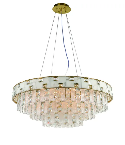 Люстра подвесная NewRgy 5860P/18 PLATING BRASS+CLEAR, 18×40 Вт, прозрачная и латунная