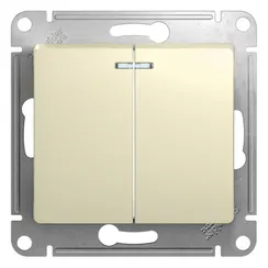 Выключатель двухклавишный с подсветкой Systeme Electric Glossa Бежевый GSL000253