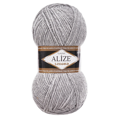 Пряжа Alize (Ализе) Lana Gold / уп.5 мот. по 100 г, 240 м, 21 светло-серый