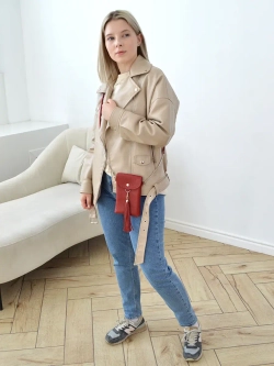 Сумка через плечо кожаная телефонная