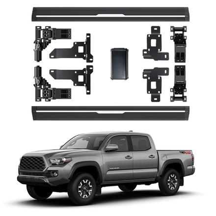 Электрические боковые пороги для Toyota Tacoma 2015-2021 с управлением со смартфона на алюминиевых кронштейнах