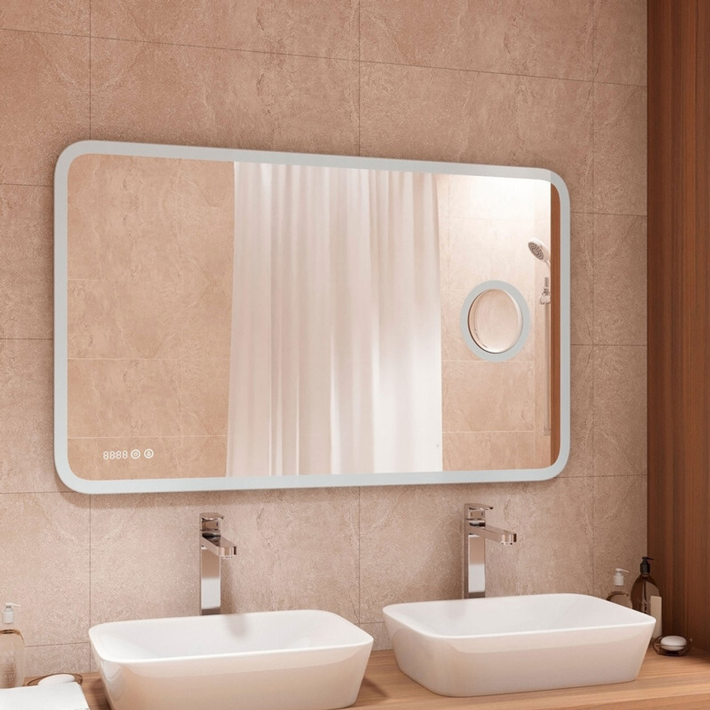 Зеркало "Bliss Led" 1200х800 с увеличительным зеркалом, часами