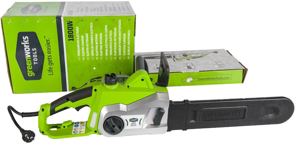 Цепная пила электрическая Greenworks GCS1840 1800W, шина 40см, цепь 56 зв, 3/8, 1.3 20027
