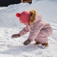Шлем зимний из смесовой шерсти с помпоном "Роза"
