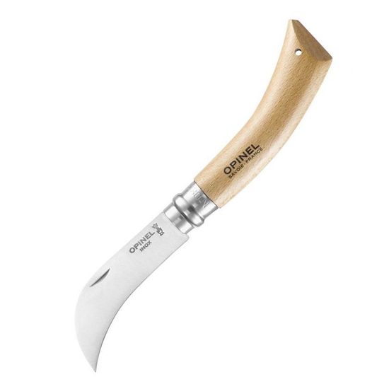 Складной нож садовый Opinel №8 с изогнутым лезвием 113140 c клинком из стали Sandvik™ 12С27, рукоять дерево (Бук)