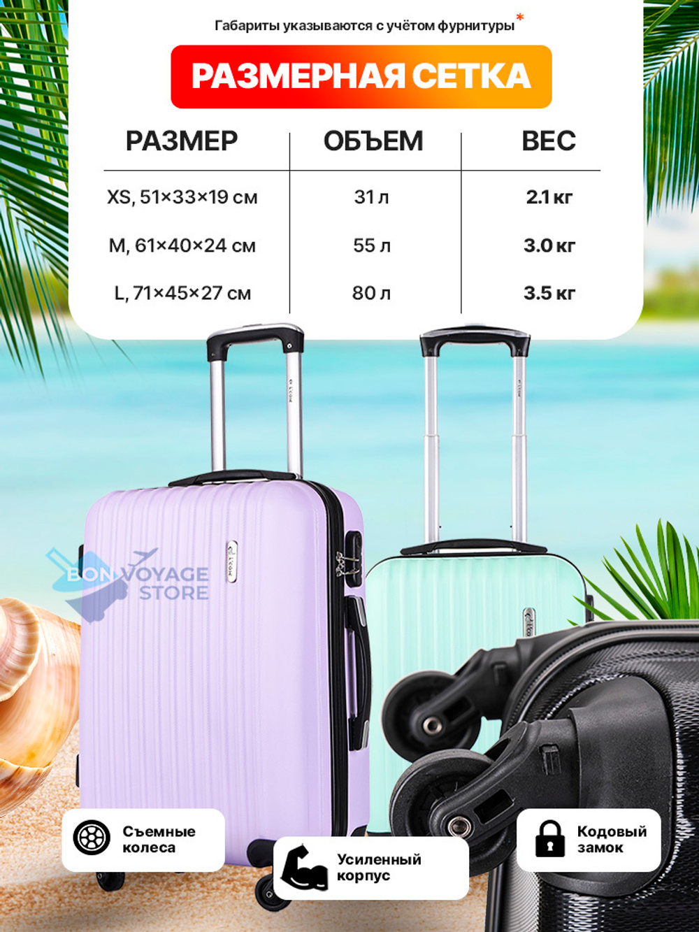 Средний чемодан L'Case Krabi, лиловый
