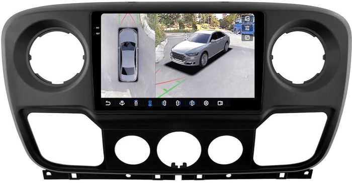 Магнитола для Renault Master 2010-2019 - FarCar BX10-360-9592F2 монитор 10.36" 2K QLED на Android 13, Быстрая, CarPlay, 4G SIM-слот, 4 камеры в комплекте