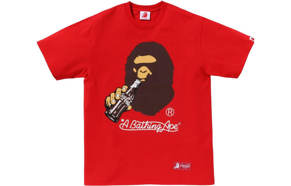 A Bathing Ape X Coca Cola Ape Head Tee красный