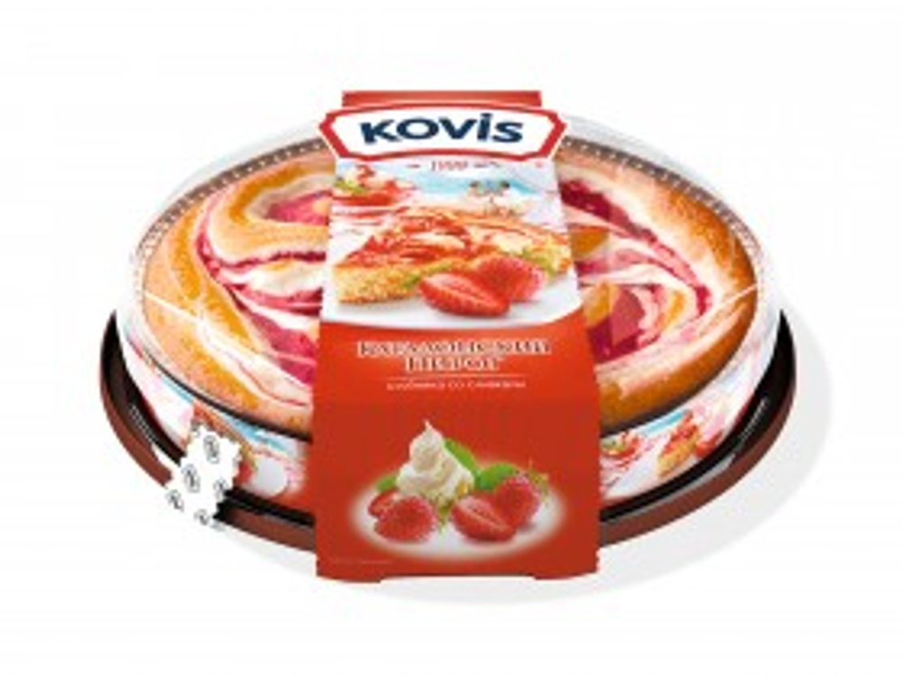 Пирог Каталонский бисквитный клубника со сливками Kovis 400г (6шт)