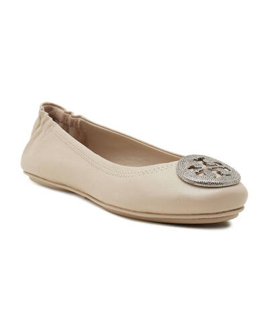 Кожаные балетки minnie travel ballet pave TORY BURCH - бежевый(155637)