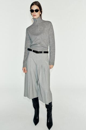 ZARA ДЛИННЫЕ ШОРТЫ С РЕМНЕМ, СЕРЫЙ