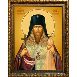 Петр Зверев, архиепископ Воронежский, священномученик. Икона на холсте.