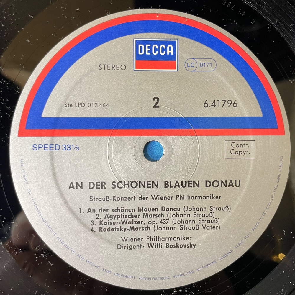 Винтажная виниловая пластинка LP Wiener Philharmoniker, An Der Schonen Blauen Donau, Штраус Strauss Konzert Der Wiener Philharmoniker (Германия 1974)