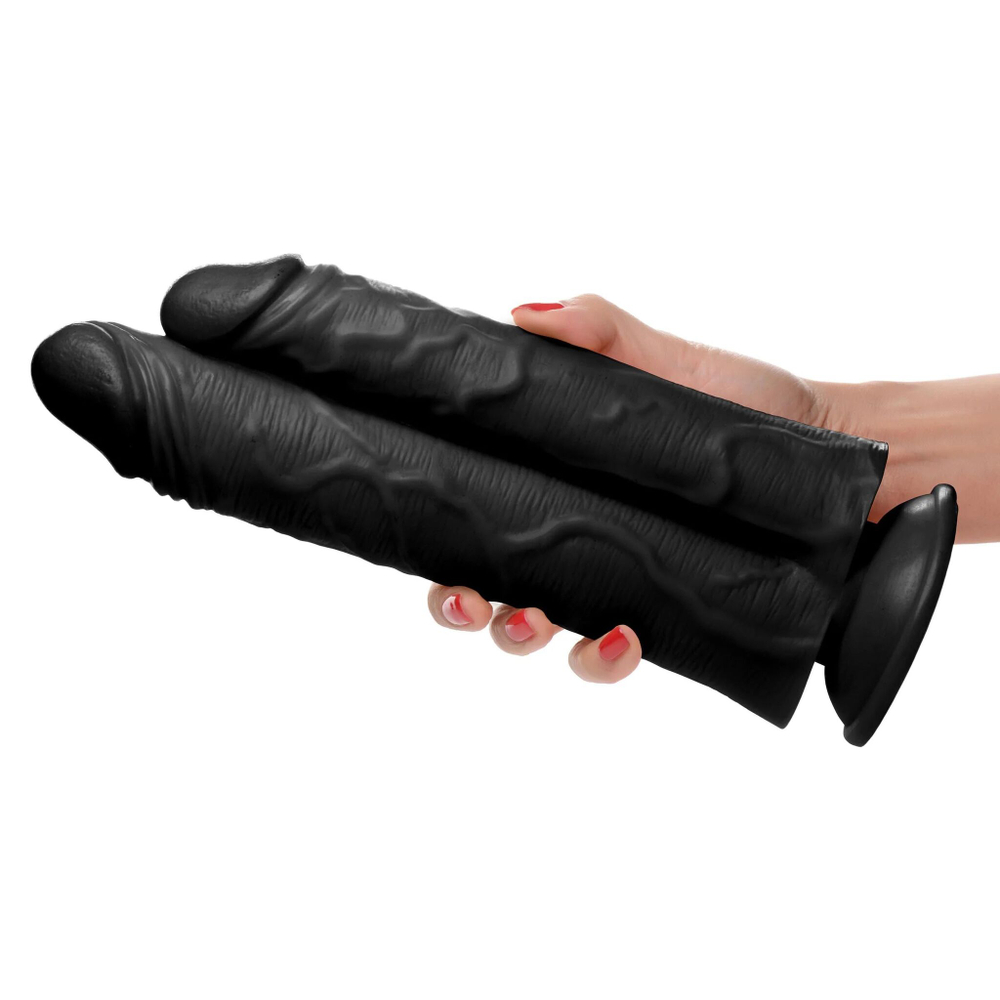 Черный сдвоенный фаллоимитатор Double Stuffer 10’’ Double Pecker Dildo - 27 см. (Цвет: черный)