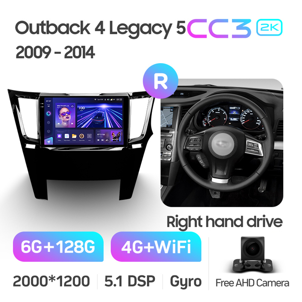 Teyes CC3 2K 9"для Subaru Outback, Legacy 2009-2014 (прав)