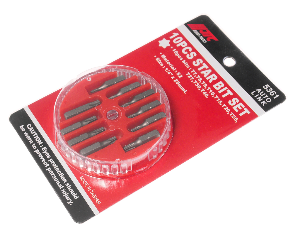 Набор бит 1/4" TORX Т7-Т40 10 предметов в боксе JTC