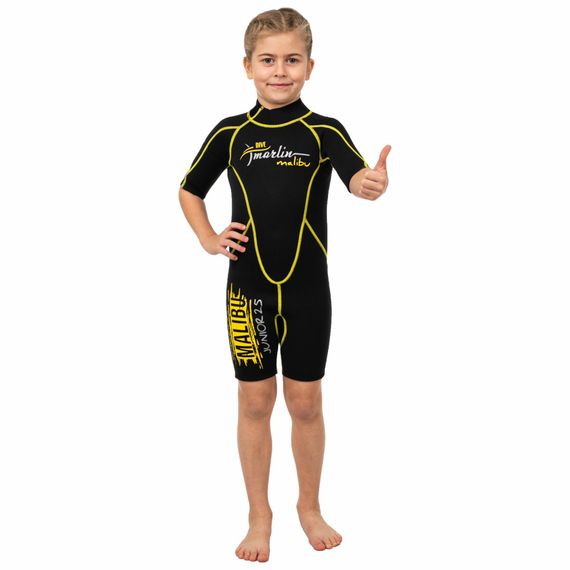 Гидрокостюм детский Marlin Malibu Shorty Junior 2,5 мм черно-желтый