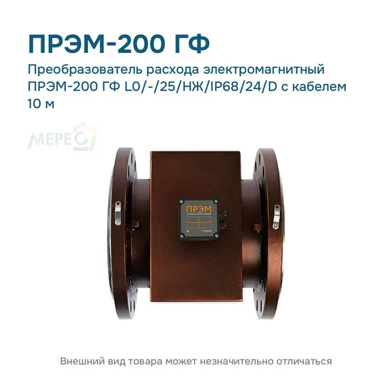 Преобразователь расхода электромагнитный ПРЭМ-200 ГФ L0/-/25/НЖ/IP68/24/D с кабелем 10 м