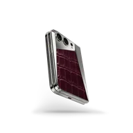Чехол для iPhone Duo на магните - Натуральная кожа аллигатора - Burgundy