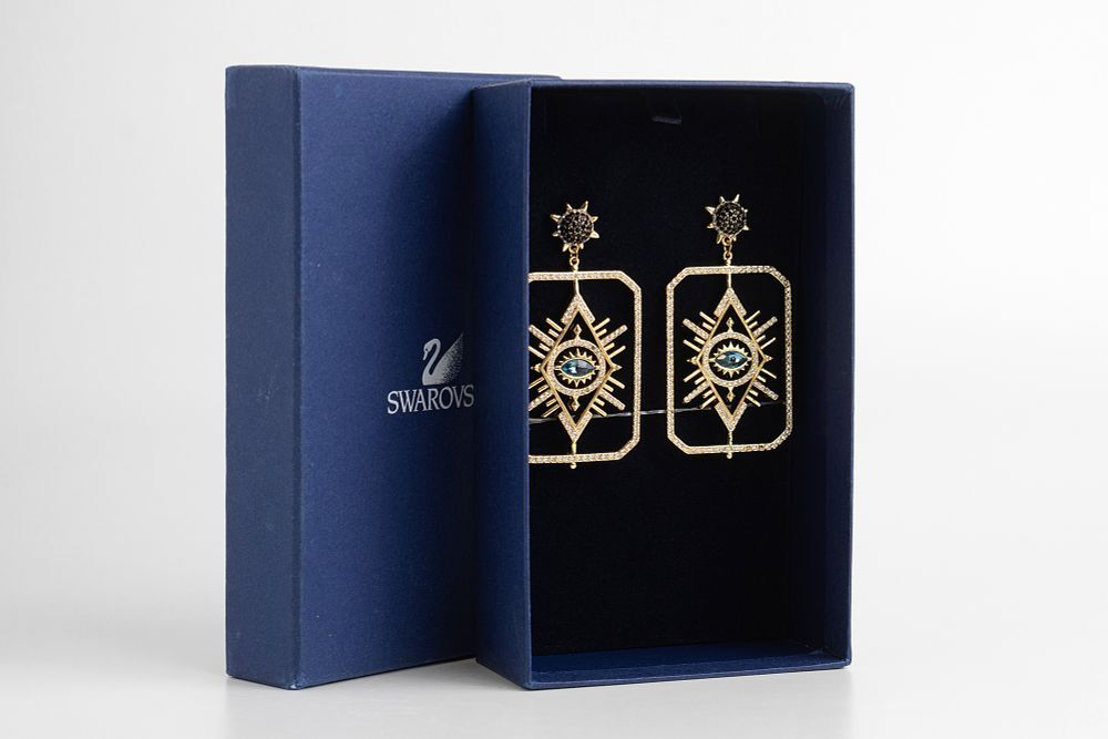 Серьги-пусеты Swarovski с подвесами в виде ока