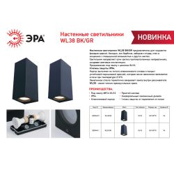 Декоративная подсветка ЭРА WL38 BK MR16/GU10 черный для интерьера и фасадов зданий | Фасадная декоративная подсветка