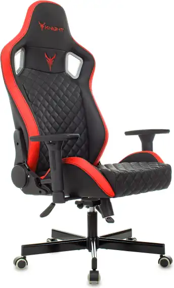 Кресло игровое Knight Outrider черный/красный ромбик экокожа с подголов. крестов. металл