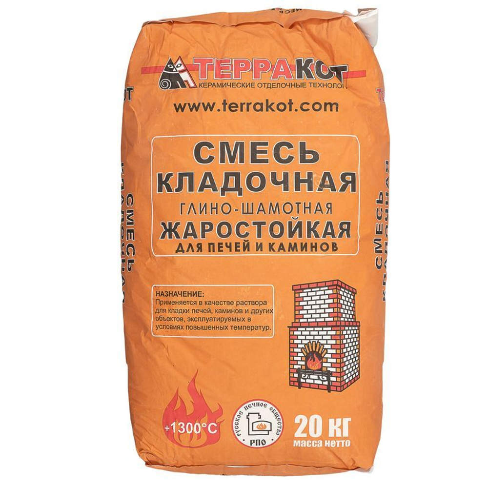 СМЕСЬ КЛАДОЧНАЯ ТЕРРАКОТ ГЛИНО-ШАМОТНАЯ 20КГ