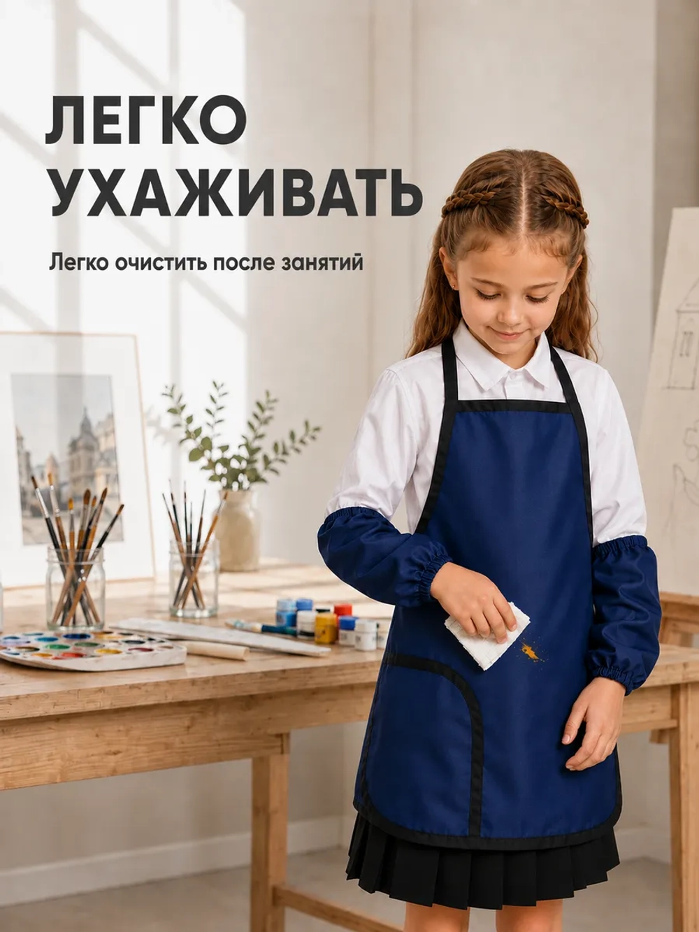 Фартук для детского творчества (темно-синий)