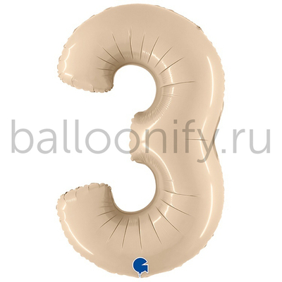 Шар ЦИФРА 3 Сатин Cream 40" 102 см