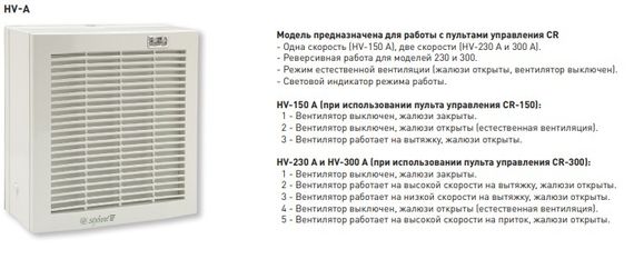Реверсивный оконный вентилятор Soler &amp; Palau HV 230 A с автоматическими жалюзи