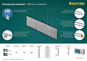 KRAFTOOL тип 18GA (47/300/F) 35 мм, 5000 шт, гвозди для нейлера (31785-35)