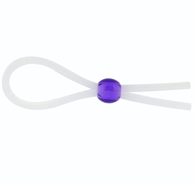 Прозрачное лассо с фиолетовой бусиной SILICONE COCK RING WITH BEAD LAVENDER (Цвет: прозрачный)