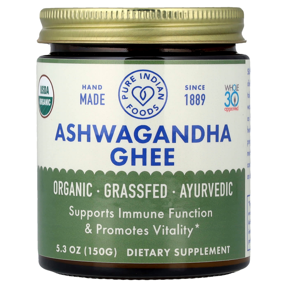 Pure Indian Foods, органическая ашваганда и гхи, 150 г (5,3 унции)
