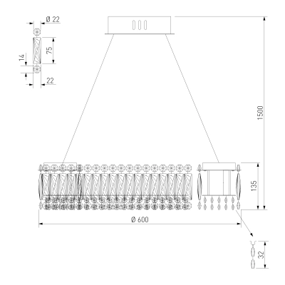 Люстра хрустальная светодиодная 101007 LED, LED