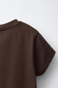 ZARA ФУТБОЛКА С НАДПИСЬЮ, КОРИЧНЕВЫЙ