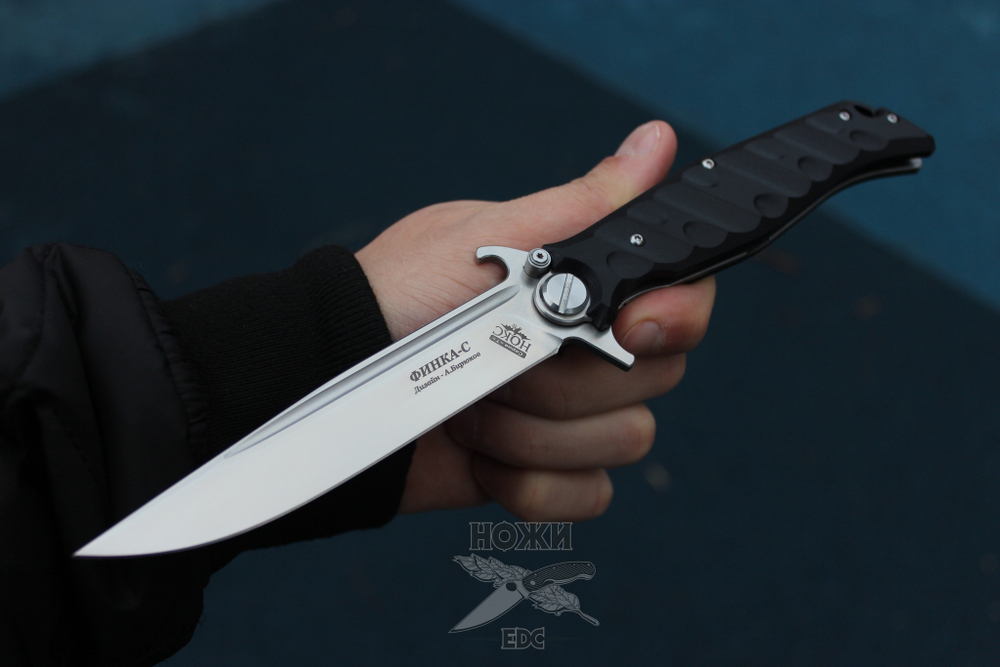 Складной нож НОКС Финка-С 342-100406 (подшипники) c клинком из стали D2, рукоять G10