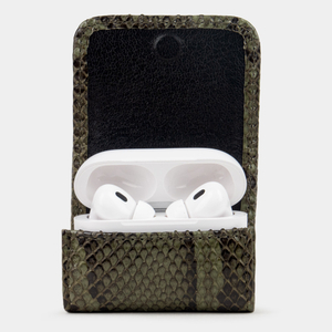 Чехол для наушников AirPods Pro 2,3 из кожи питона, зеленого цвета