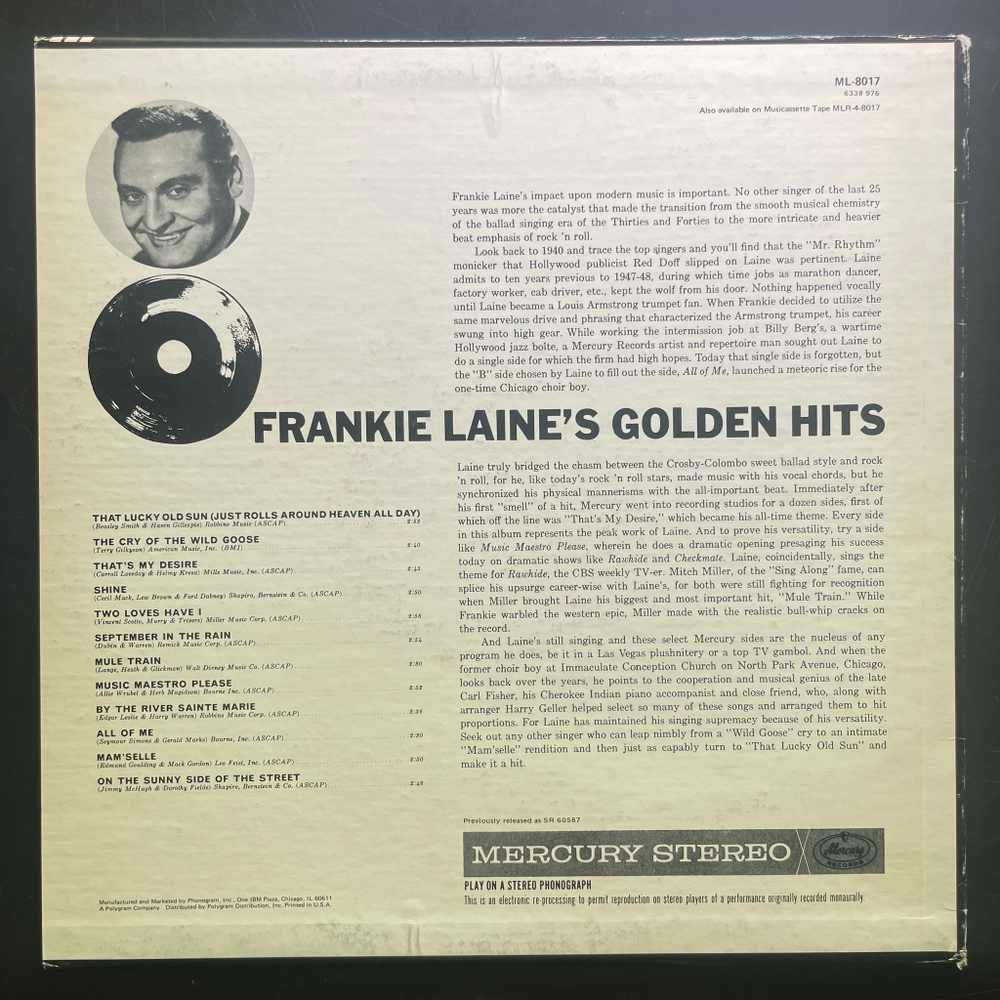 Frankie Laine ‎– Frankie Laine's Golden Hits (США)
