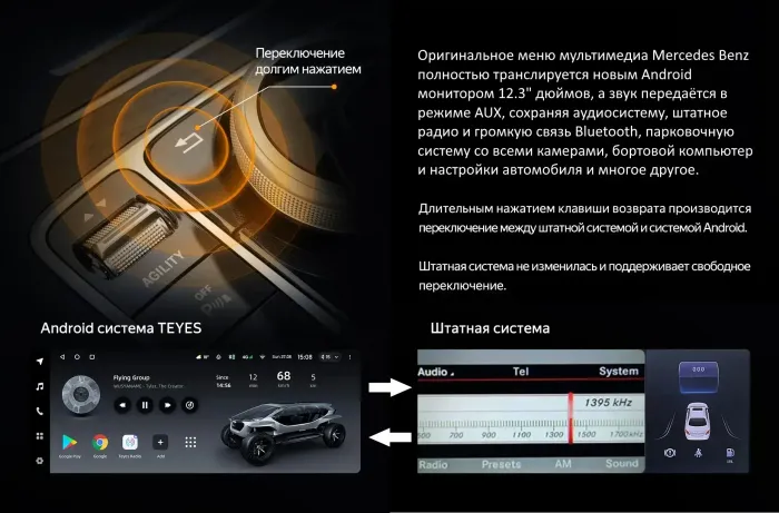 Магнитола для Mercedes-Benz E W212 седан правый руль 2012-2015 NTG 4.5 - Teyes LUX ONE монитор 12.3", Android 10, Быстрая, CarPlay, 4G SIM-слот