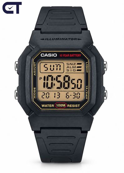 CASIO W-800HG-9A CASIO Collection унисекс наручные часы — двойное время, полный календарь и батарея до 10 лет