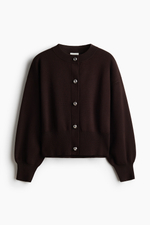Тонкий трикотажный кардиган — Тёмно-коричневый - H&M