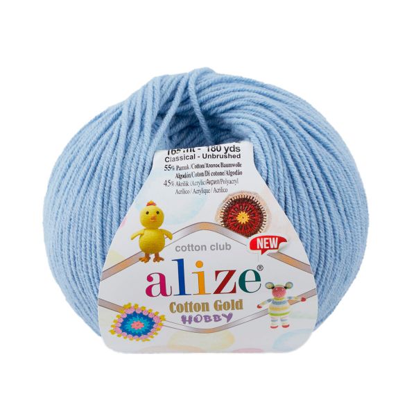 Пряжа Alize (Ализе) Cotton Gold Hobby New / уп.10 мот. по 50 г, 165 м, 40 синий