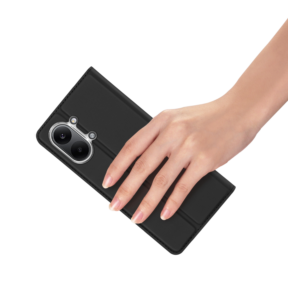 Чехол книжка черного цвета из кожи для Xiaomi Redmi Turbo 5 Max и Poco X8 Pro Max, серия Skin Pro Series от Dux Ducis