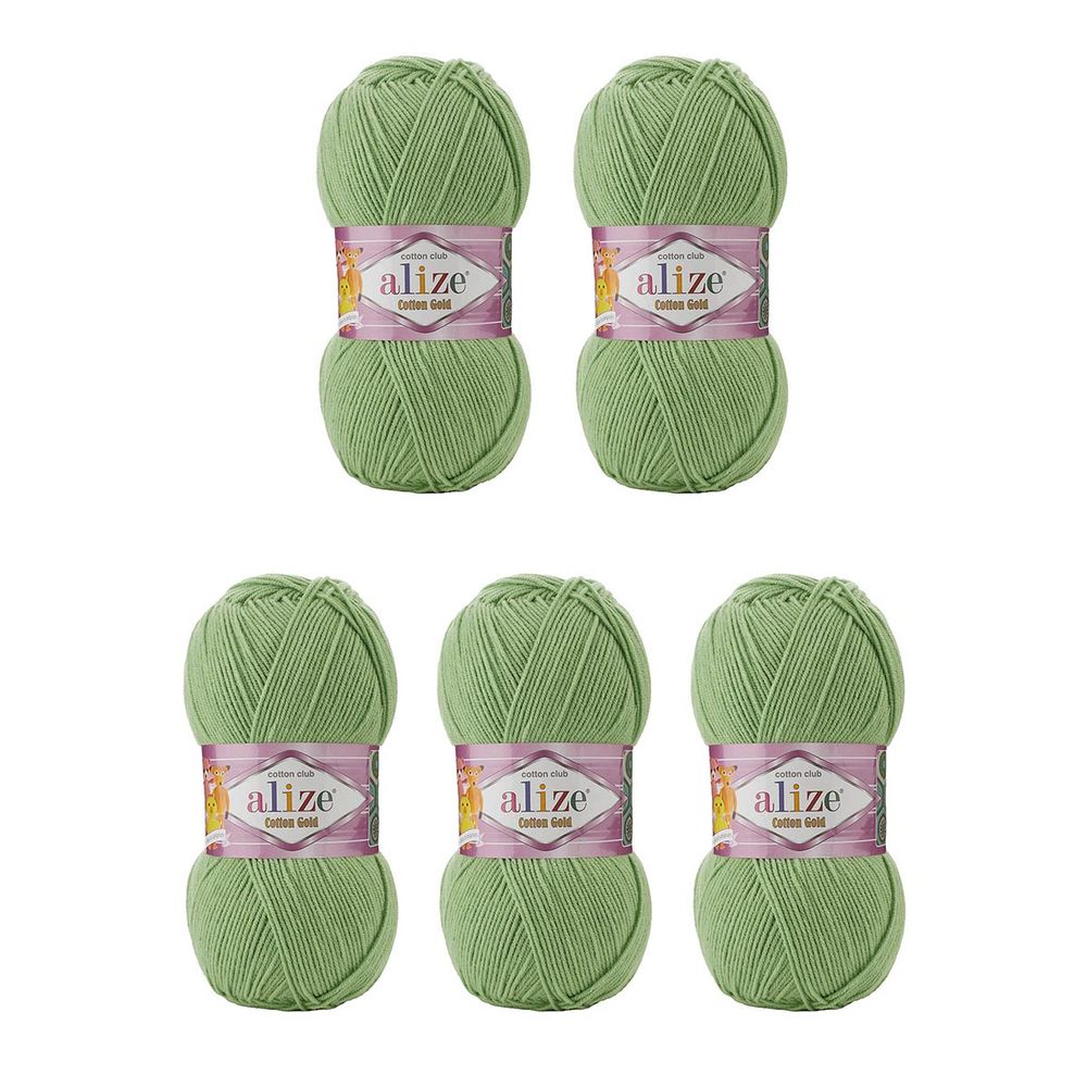 Пряжа Alize (Ализе) Cotton Gold / уп.5 мот. по 100 г, 330м, 103 спаржа